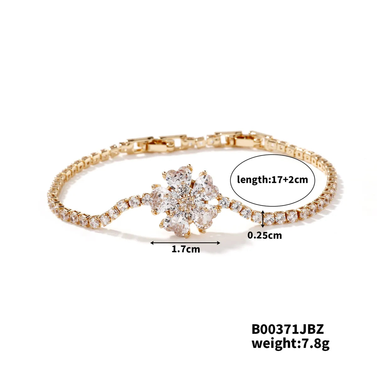 Copper K Gold Plated Inlay Flower Zircon Bracelets