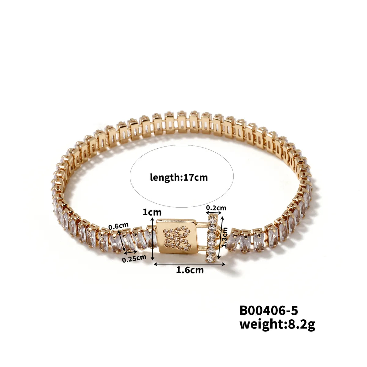 Copper K Gold Plated Rhodium Plated Chain Inlay Lock Head Lock Zircon Bracelets