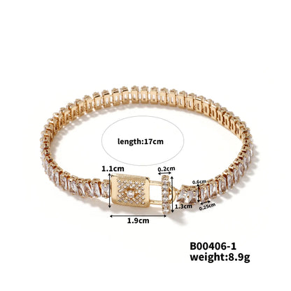 Copper K Gold Plated Rhodium Plated Chain Inlay Lock Head Lock Zircon Bracelets