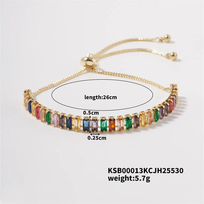 Copper K Gold Plated Rhodium Plated Elegant Shiny Inlay Geometric Zircon Bracelets