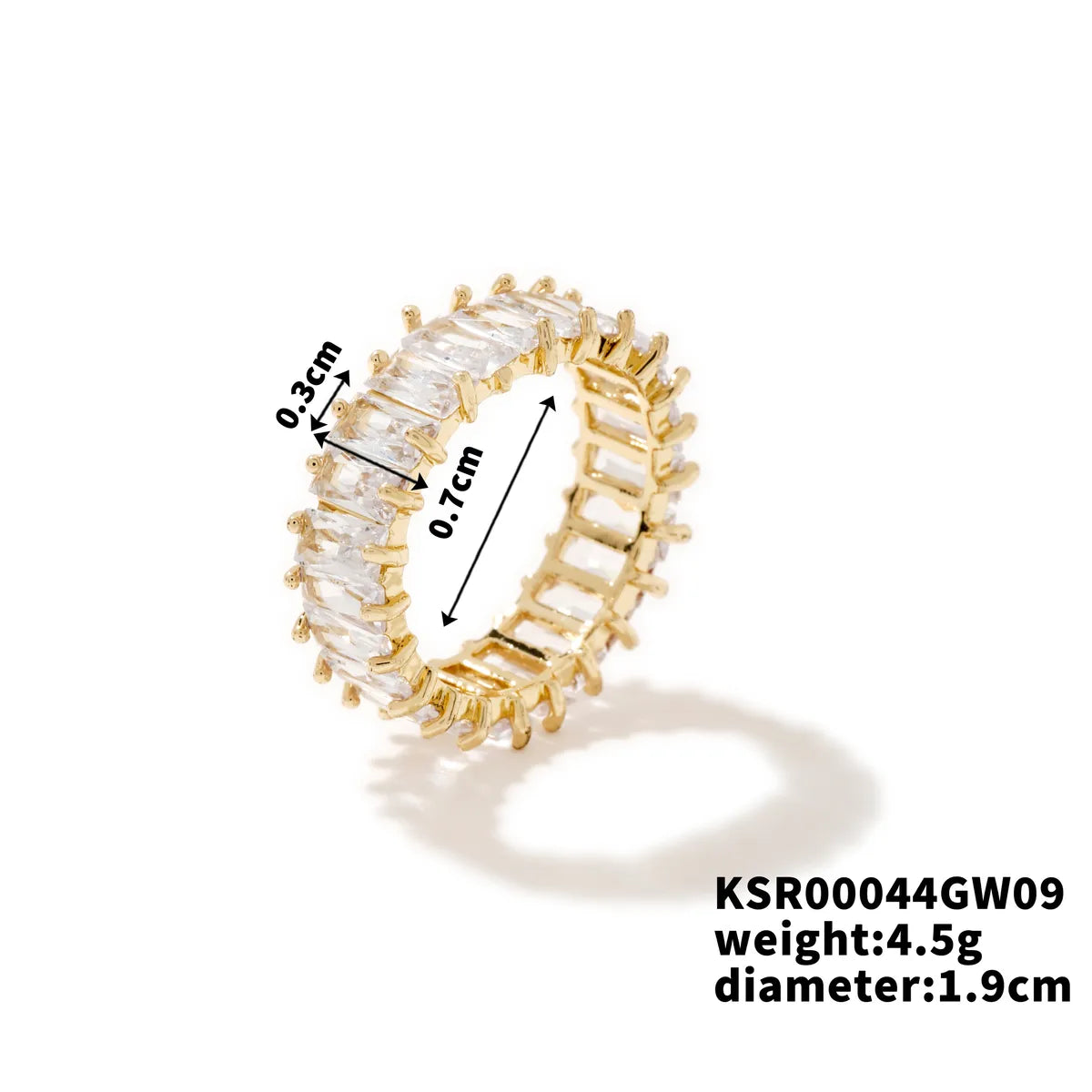 Copper K Gold Plated Rhodium Plated Inlay Geometric Zircon Rings