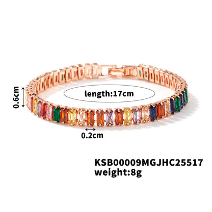 Copper K Gold Plated Rhodium Plated Inlay Lattice Zircon Bracelets