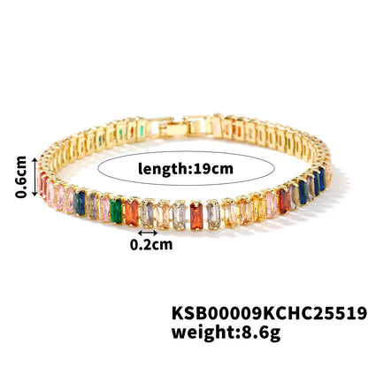 Copper K Gold Plated Rhodium Plated Inlay Lattice Zircon Bracelets