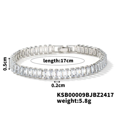 Copper K Gold Plated Rhodium Plated Inlay Lattice Zircon Bracelets