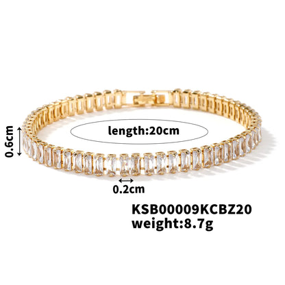 Copper K Gold Plated Rhodium Plated Inlay Lattice Zircon Bracelets