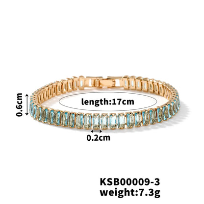 Copper K Gold Plated Rhodium Plated Inlay Lattice Zircon Bracelets