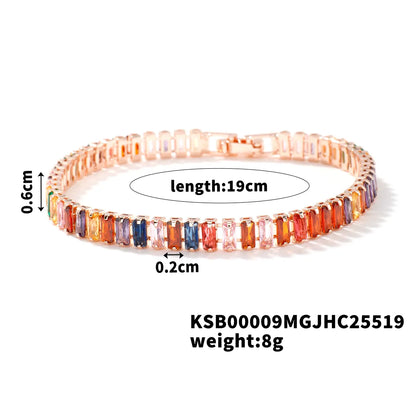 Copper K Gold Plated Rhodium Plated Inlay Lattice Zircon Bracelets