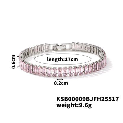 Copper K Gold Plated Rhodium Plated Inlay Lattice Zircon Bracelets