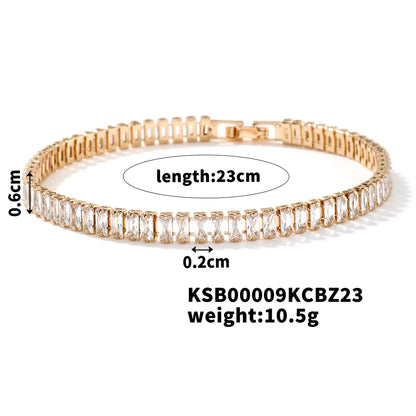 Copper K Gold Plated Rhodium Plated Inlay Lattice Zircon Bracelets