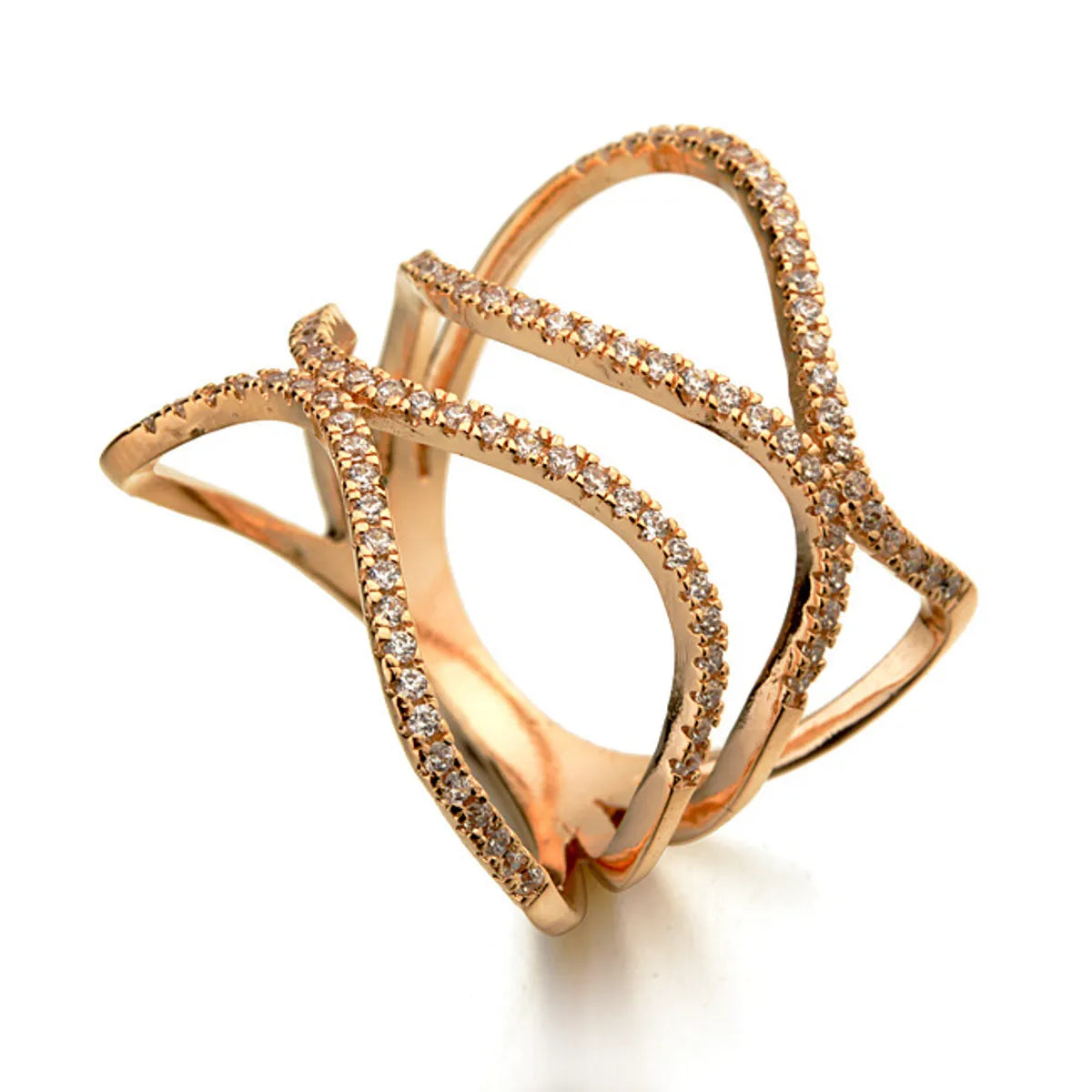 Copper Korea Geometric Ring  (Rose Alloy-16) Nhlj3777-Rose Alloy-16