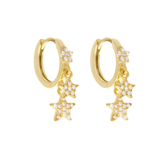 Copper Micro Inlaid Zircon Star Ear Clip Women's Fashion Earrings