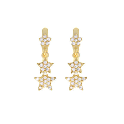 Copper Micro Inlaid Zircon Star Ear Clip Women's Fashion Earrings