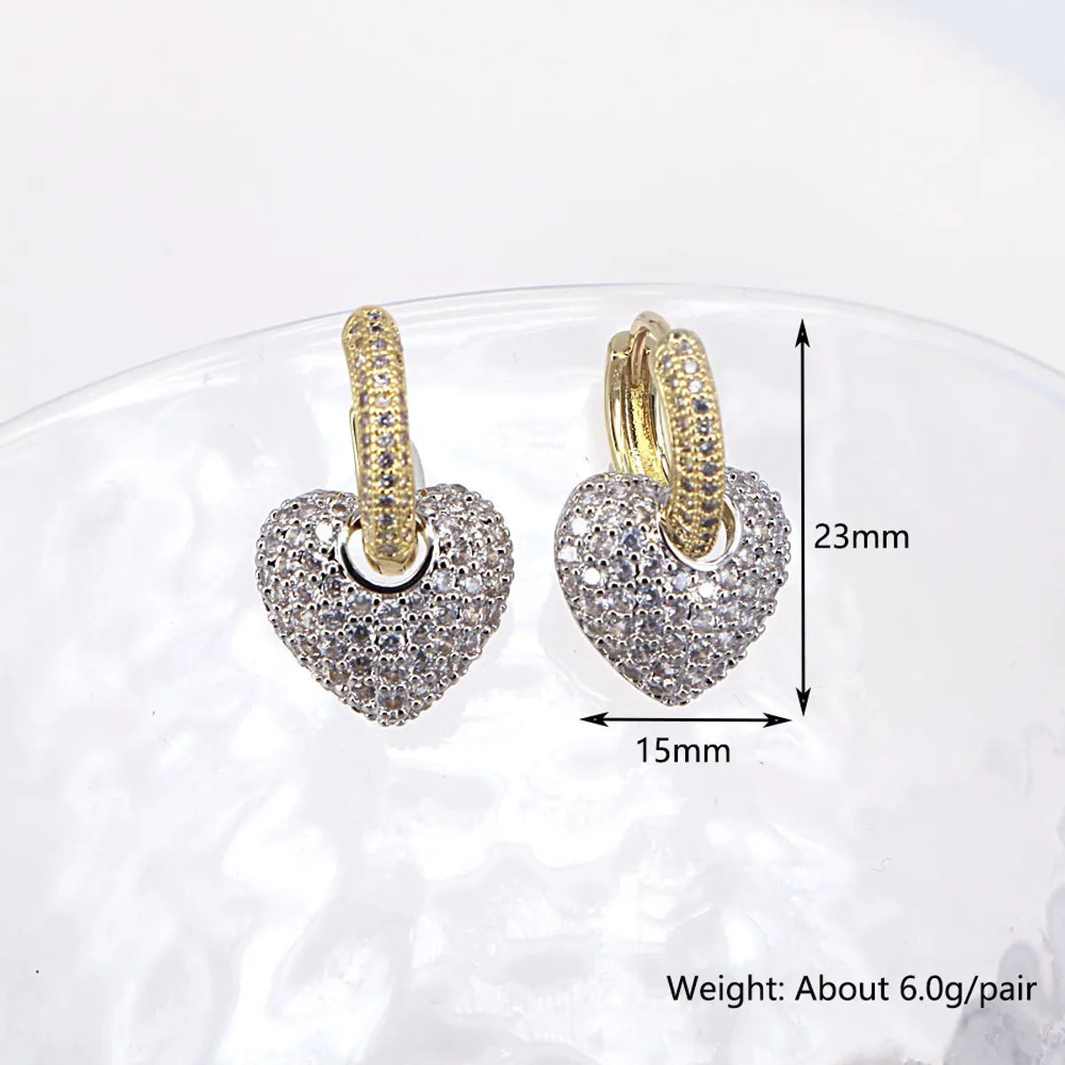 Luxurious Fashion Simple Style Heart Copper Artificial Gemstones Earrings