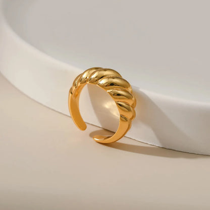 Copper Plated 18k Gold Minimalist Ring Female Threaded Mirror Geometric Ring