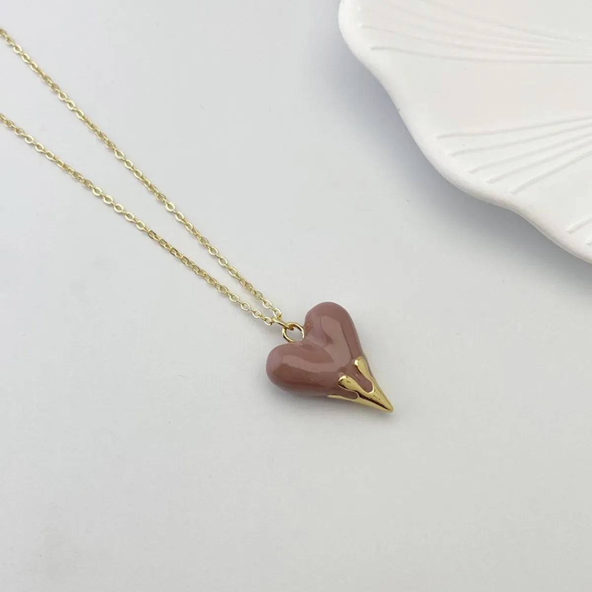 Copper Plating Heart Shape Pendant Necklace