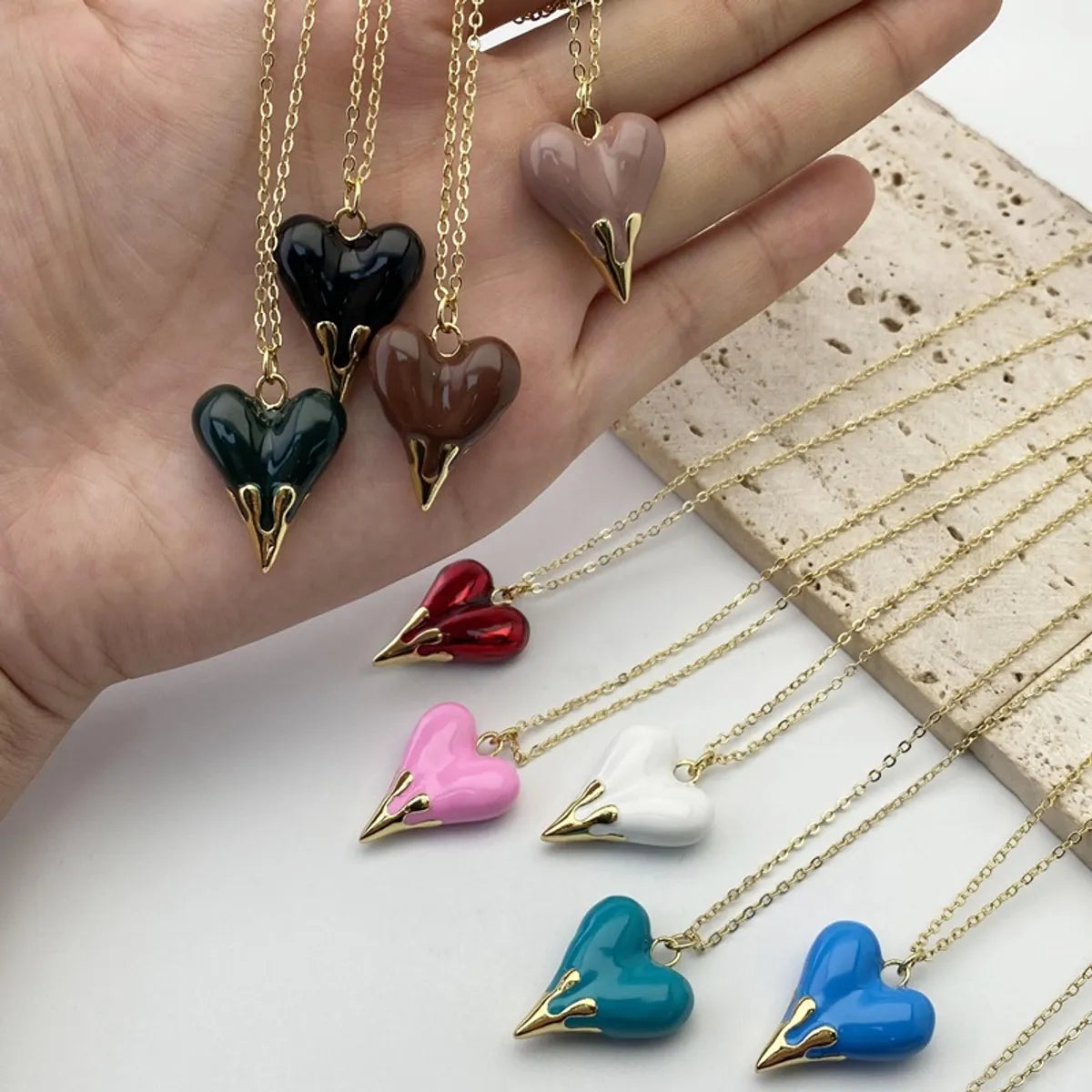 Copper Plating Heart Shape Pendant Necklace