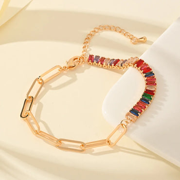 Copper Plating Inlay Geometric Zircon Bracelets