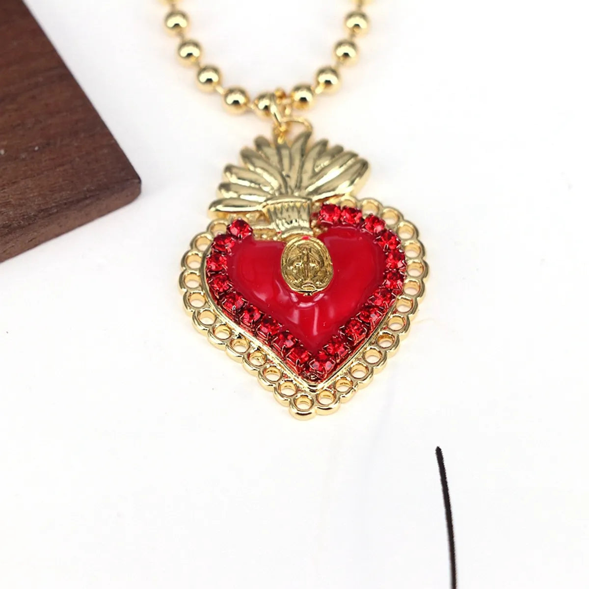 Copper Plating Inlay Heart Shape Zircon Pendant Necklace