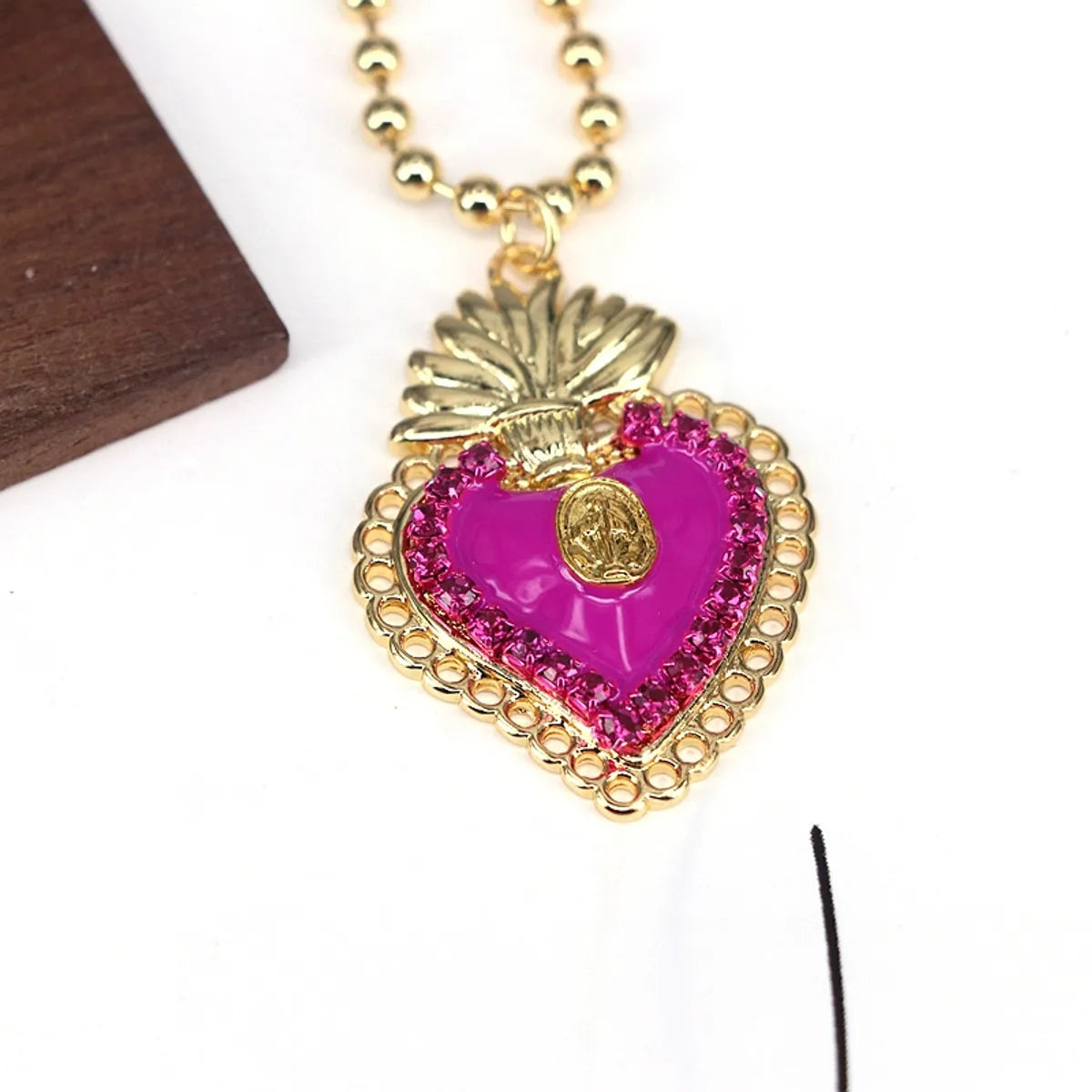 Copper Plating Inlay Heart Shape Zircon Pendant Necklace