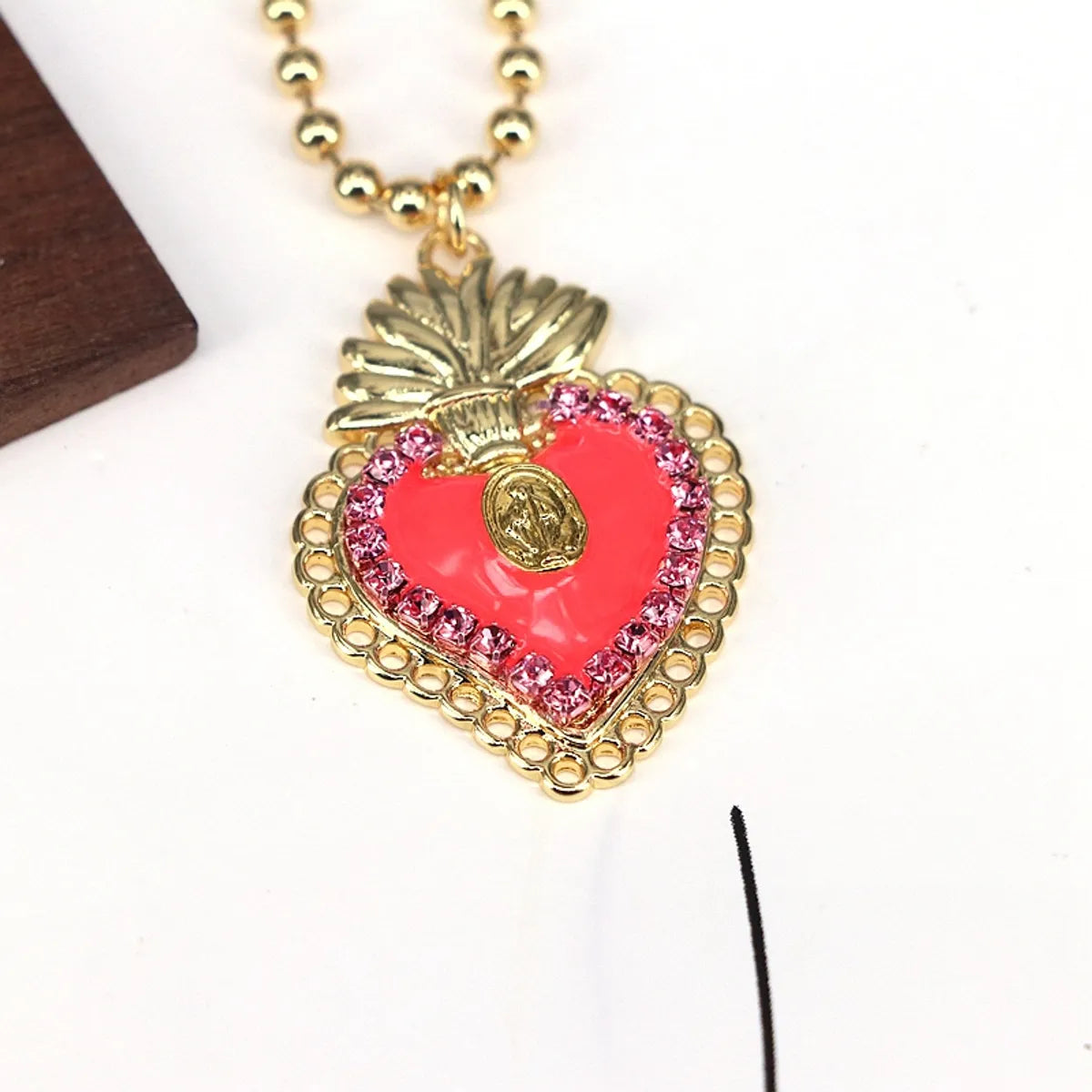 Copper Plating Inlay Heart Shape Zircon Pendant Necklace