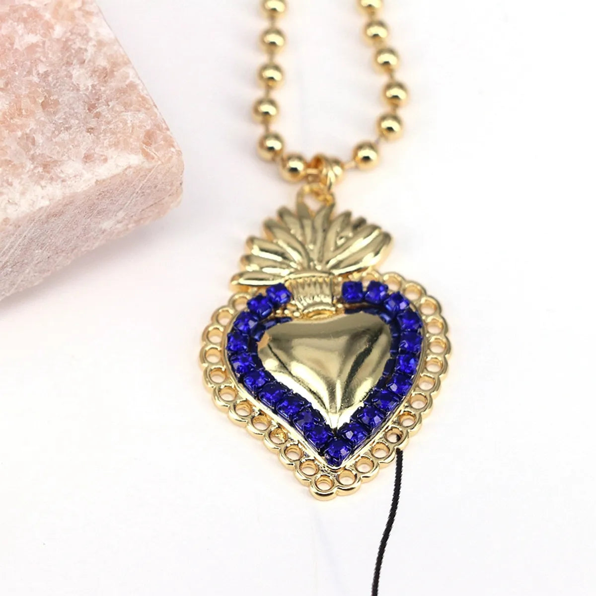 Copper Plating Inlay Heart Shape Zircon Pendant Necklace