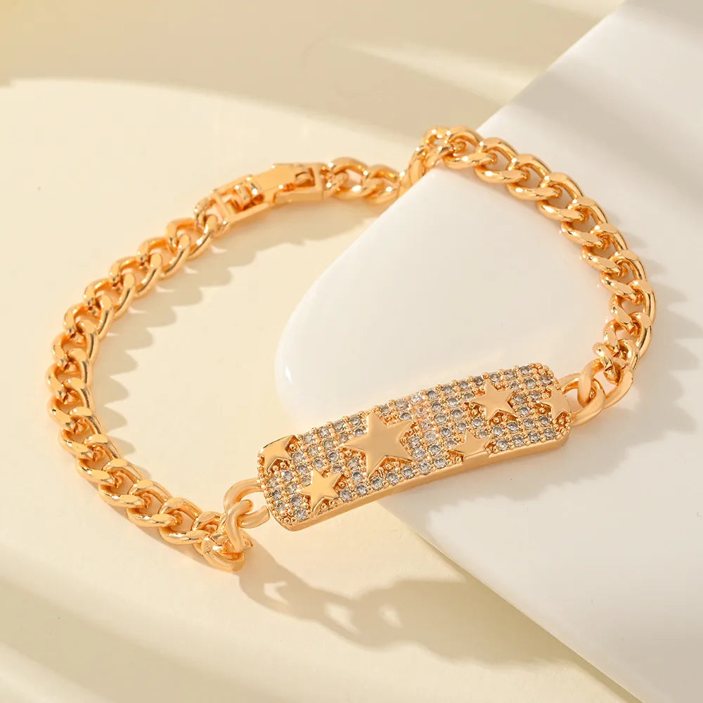 Copper Plating Inlay Infinity Heart Shape Zircon Bracelets