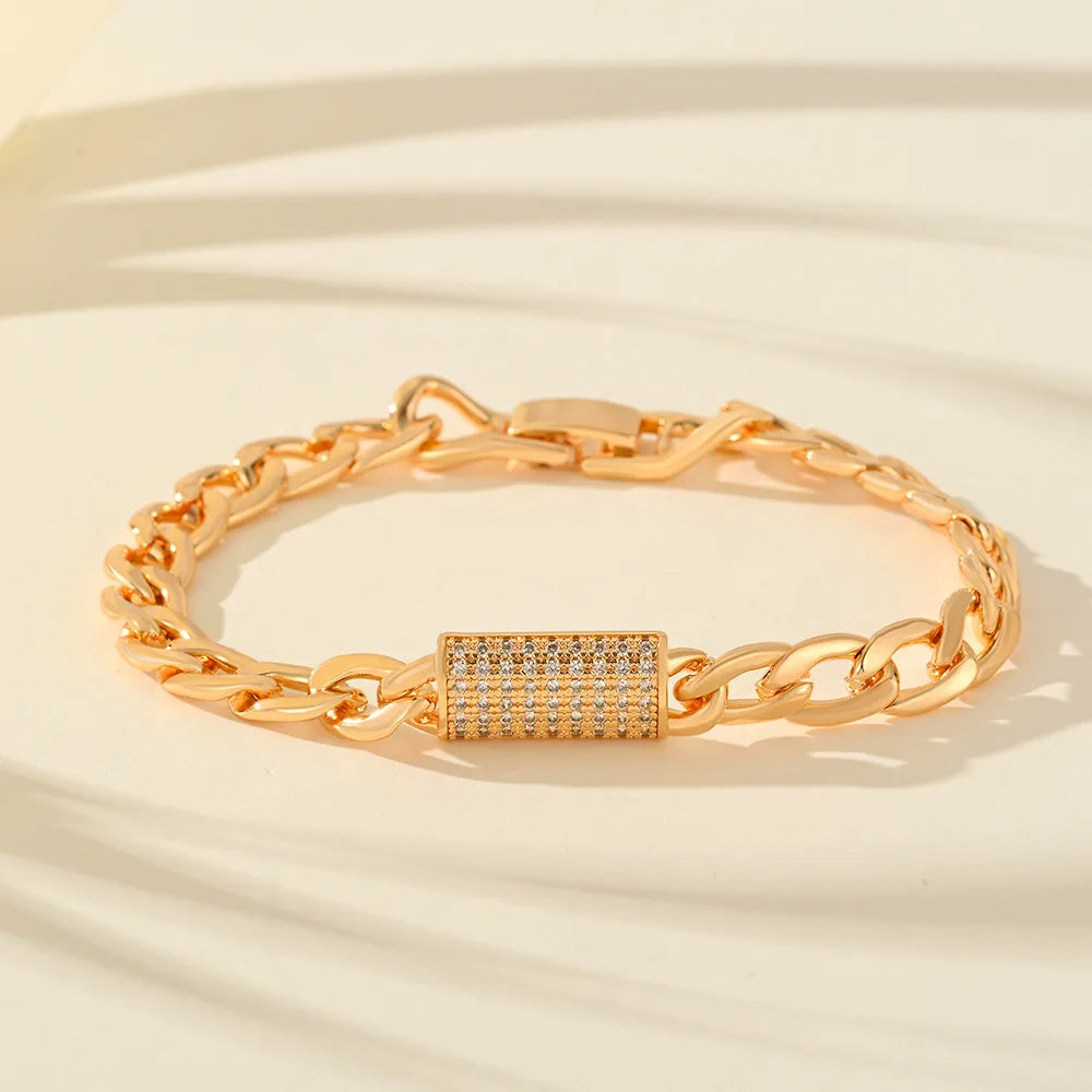 Copper Plating Inlay Square Heart Shape Zircon Bracelets