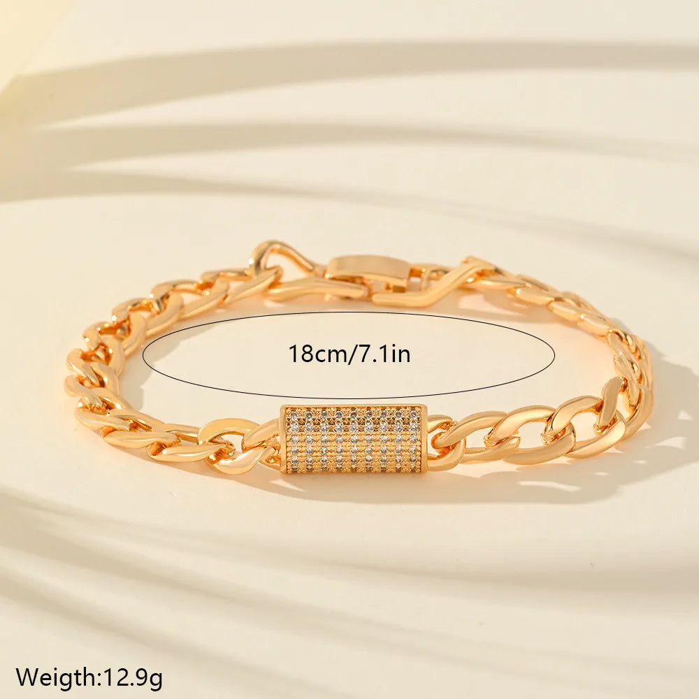 Copper Plating Inlay Square Heart Shape Zircon Bracelets