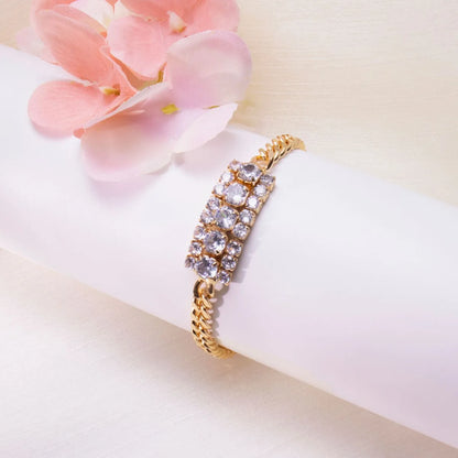 Copper Plating Inlay Square Heart Shape Zircon Bracelets