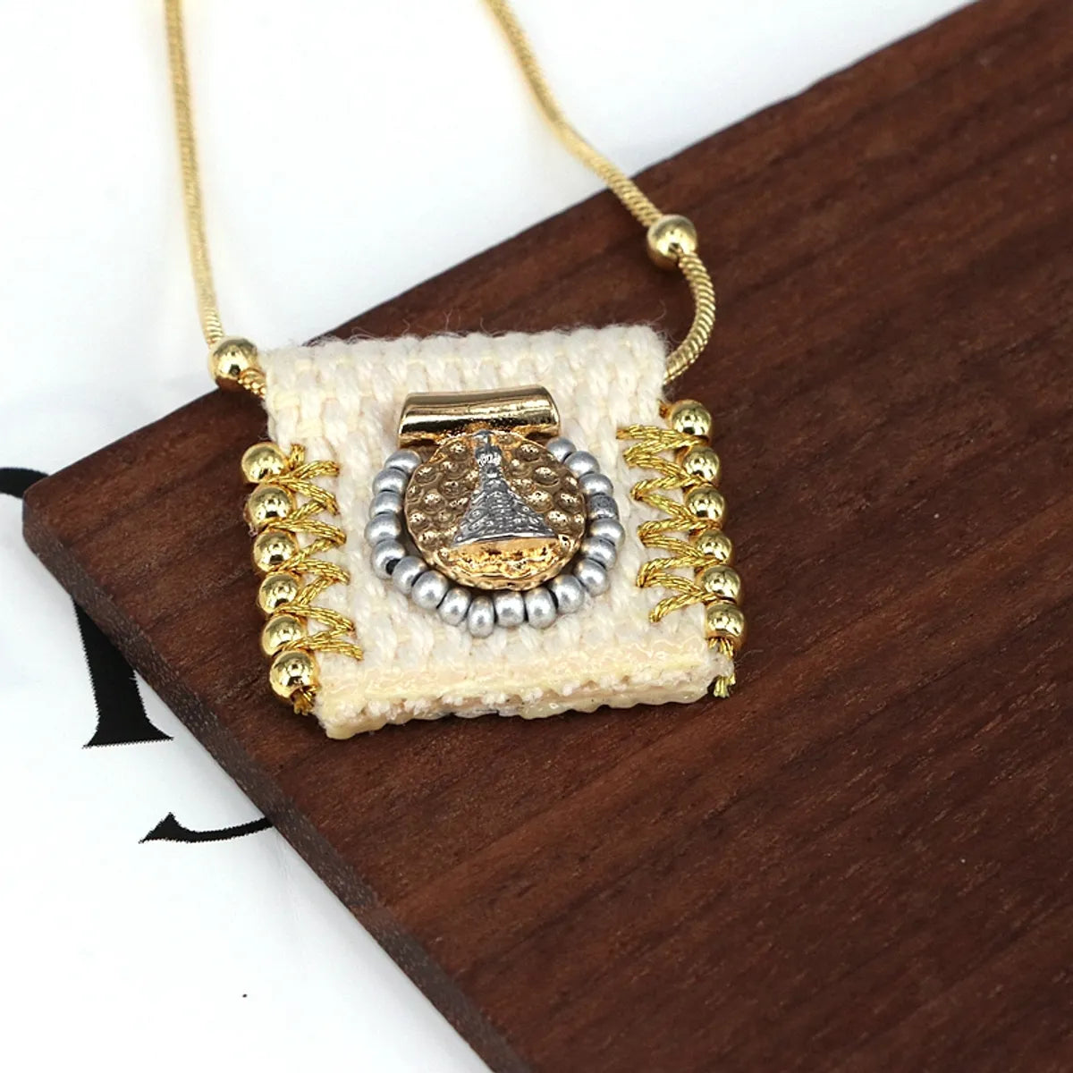 Copper Plating Square Pendant Necklace