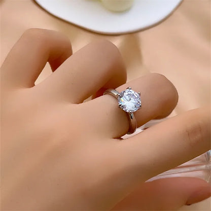 Copper Rhodium Plated Casual Elegant Romantic Inlay Round Square Zircon Open Rings