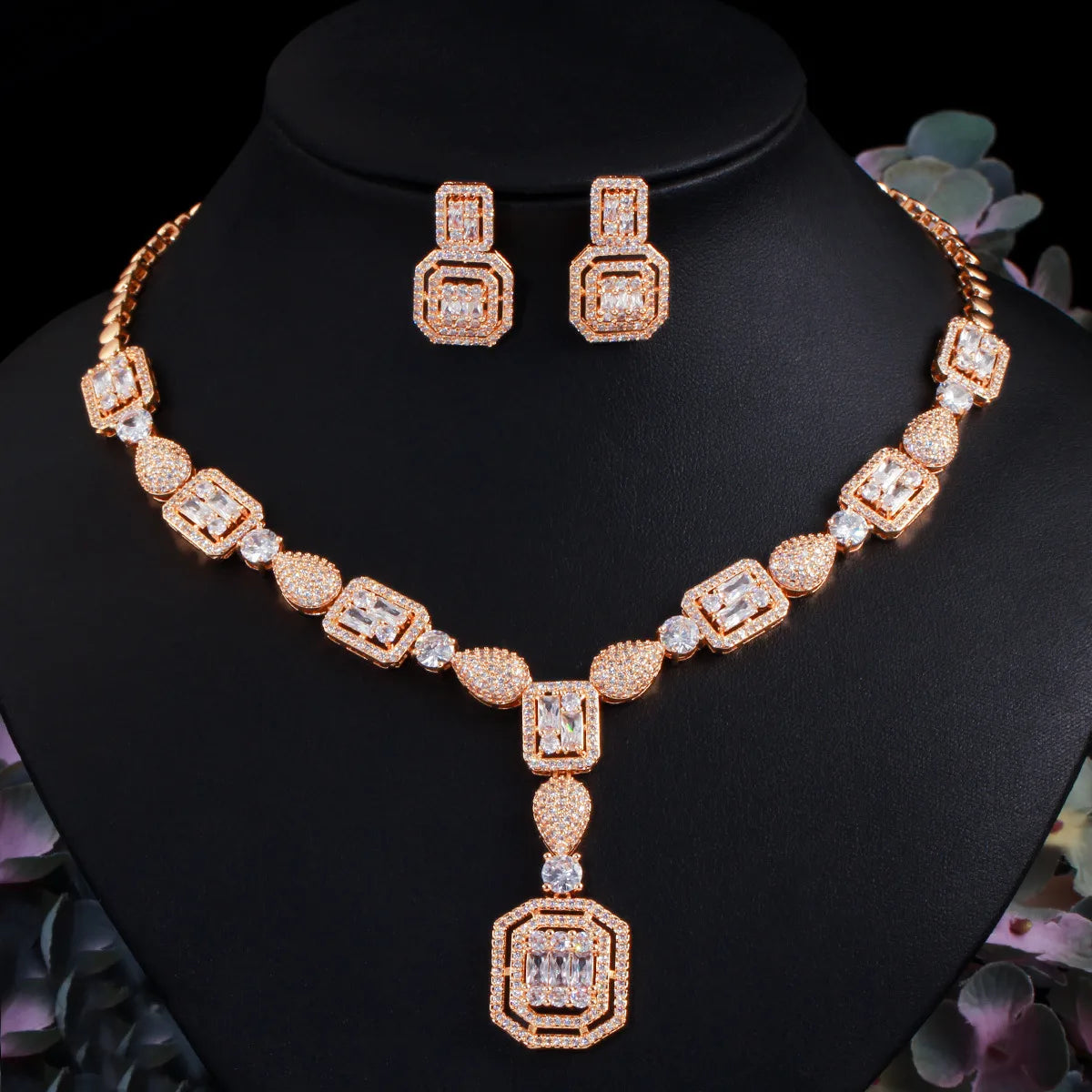 Copper Silver Plated Elegant Glam Plating Inlay Solid Color Artificial Gemstones Jewelry Set