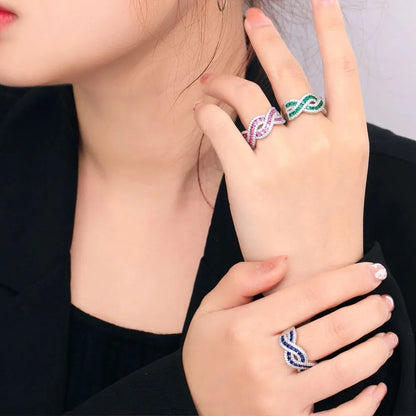 Copper Silver Plated IG Style Hip-Hop Inlay Cross Zircon Open Rings