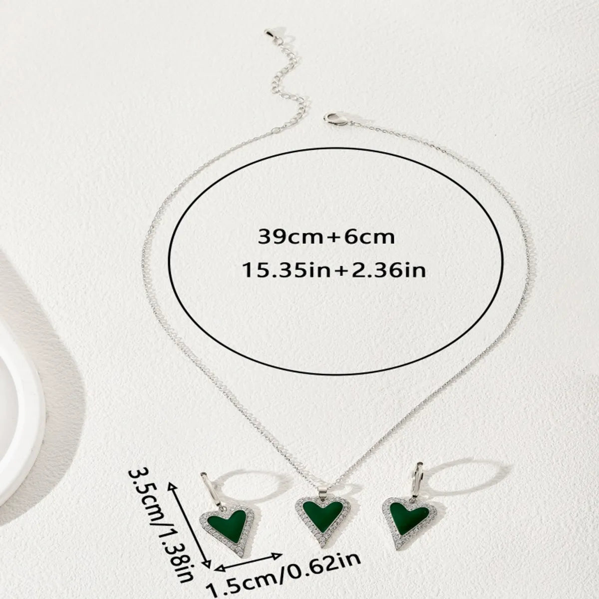 Copper Silver Plated Simple Style Classic Style Heart Shape Enamel Plating Jewelry Set