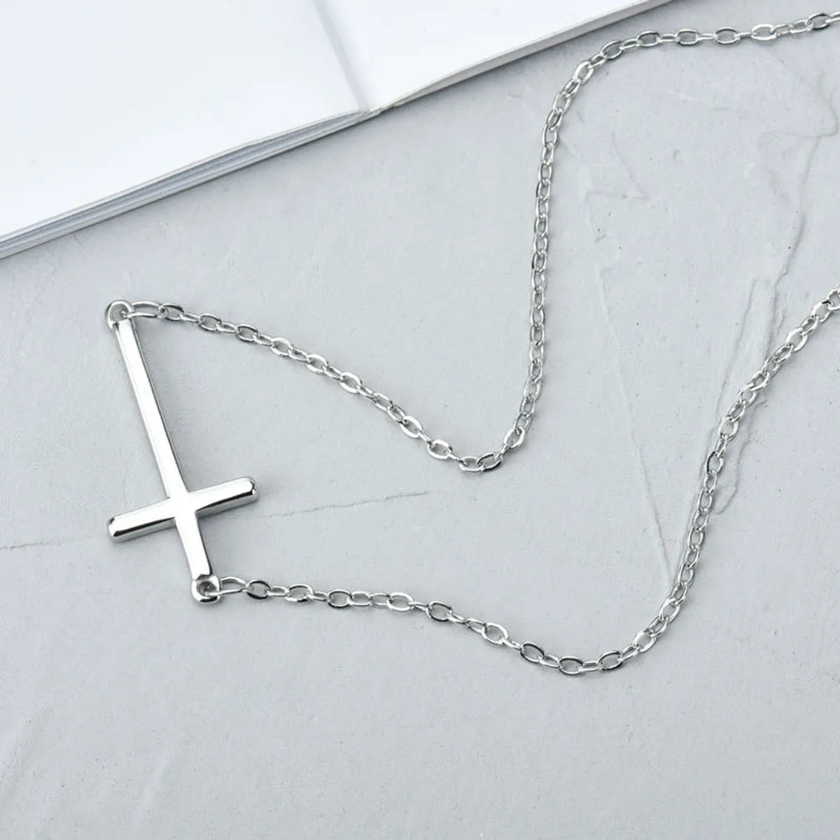 Copper Silver Plated Sweet Cross Necklace