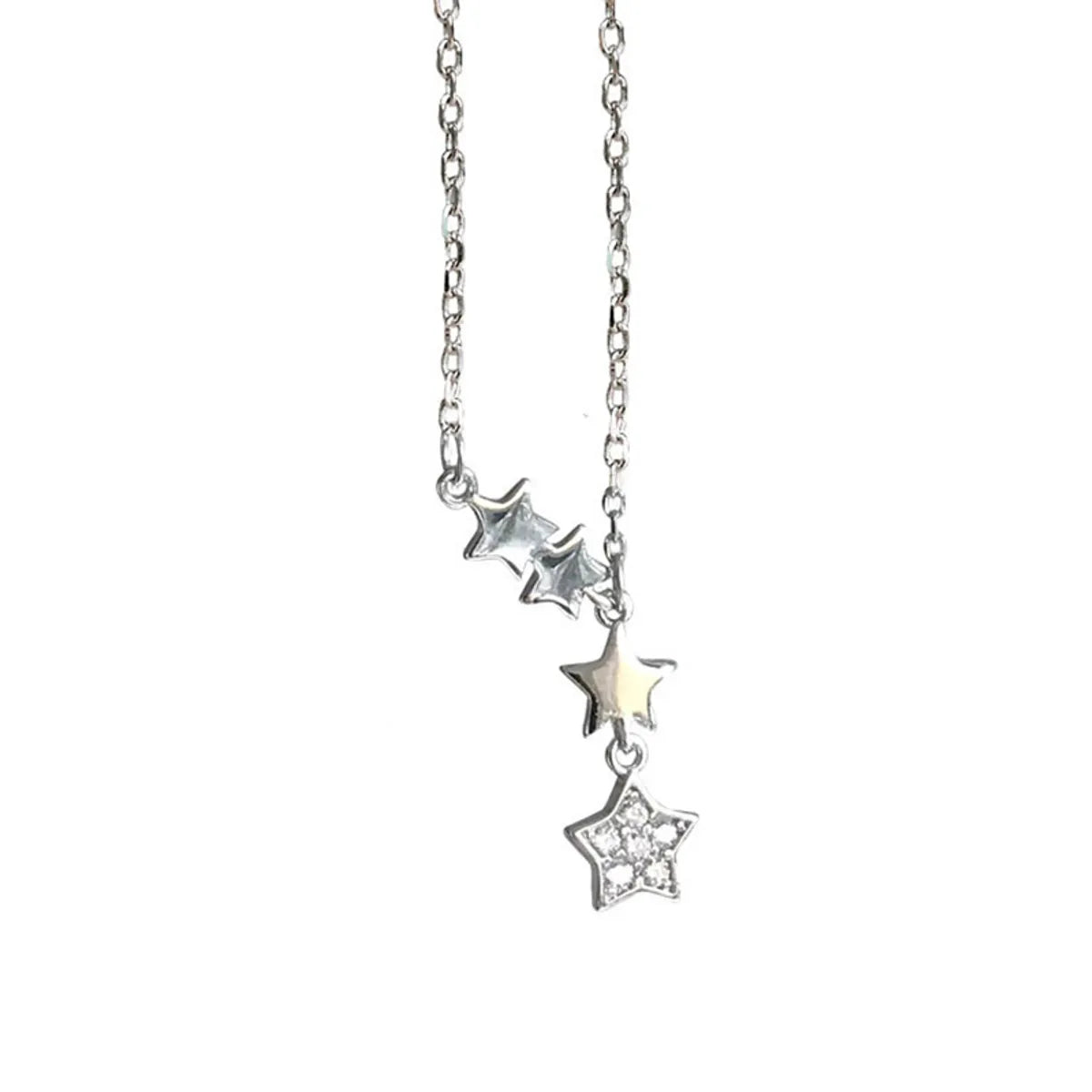 Copper Silver Plated Sweet Simple Style Plating Star Pendant Necklace