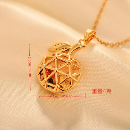 Copper Simple Style Apple Plating Inlay Zircon Pendant Necklace