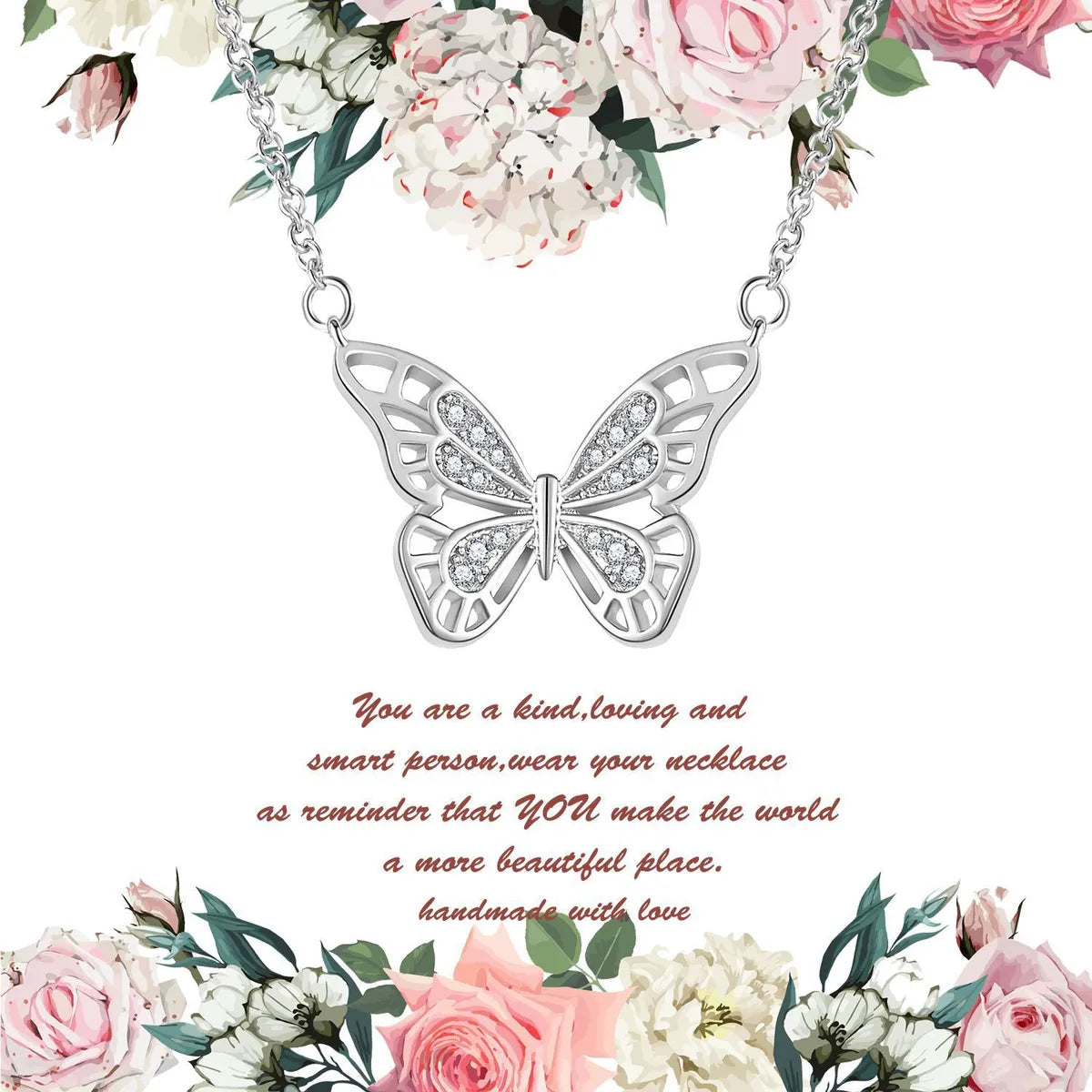 Copper Simple Style Butterfly Diamond Pendant Necklace