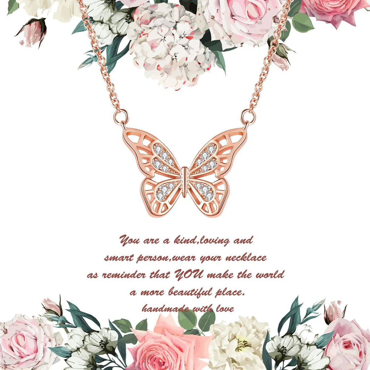 Copper Simple Style Butterfly Diamond Pendant Necklace