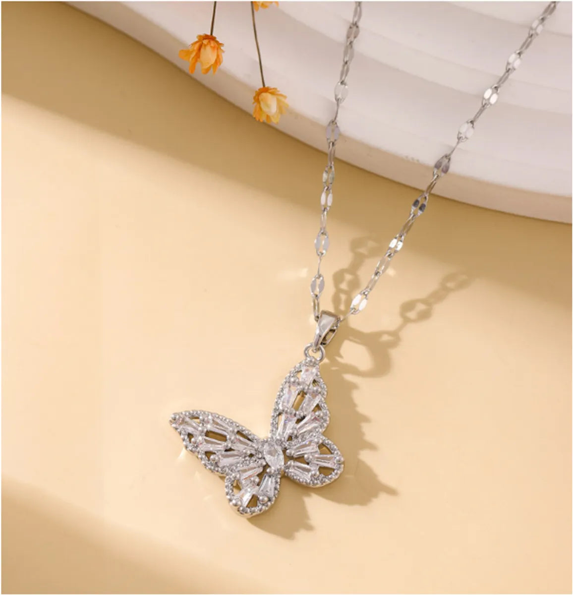 Copper Simple Style Butterfly Pendant Necklace