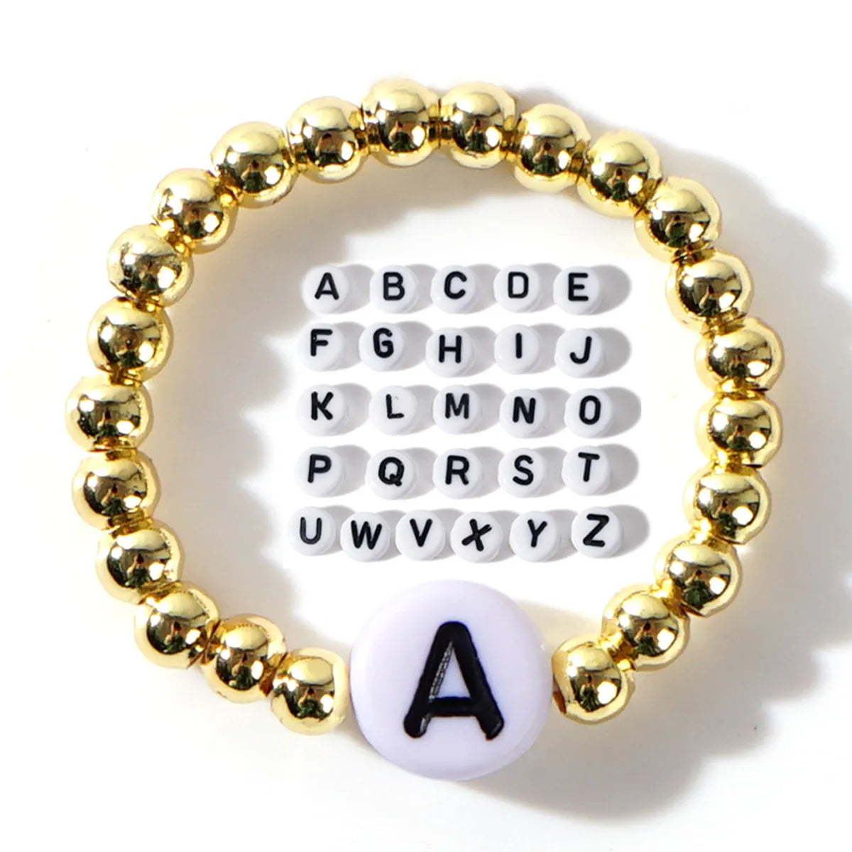 Copper Simple Style Classic Style Beaded Letter Rings