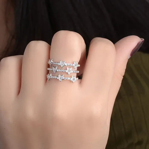 Copper Simple Style Classic Style Commute Inlay Star Zircon Open Rings