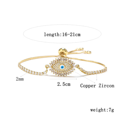 Copper Simple Style Classic Style Devil's Eye Infinity Hand Of Fatima Plating Inlay Zircon Bracelets