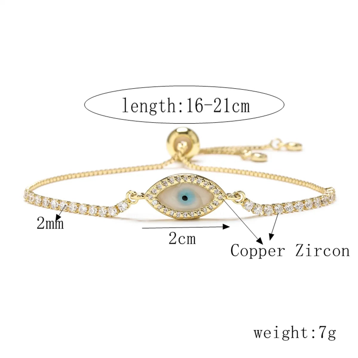 Copper Simple Style Classic Style Devil's Eye Infinity Hand Of Fatima Plating Inlay Zircon Bracelets