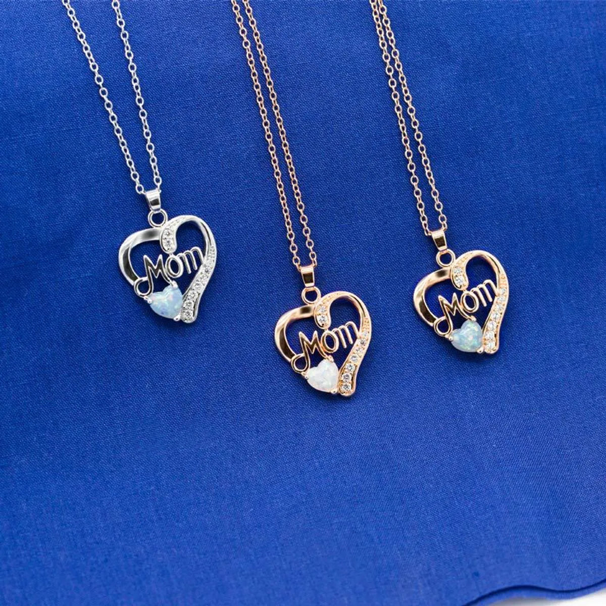 Copper Simple Style Classic Style Heart Shape Inlaid Gemstone Necklace