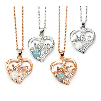 Copper Simple Style Classic Style Heart Shape Inlaid Gemstone Necklace