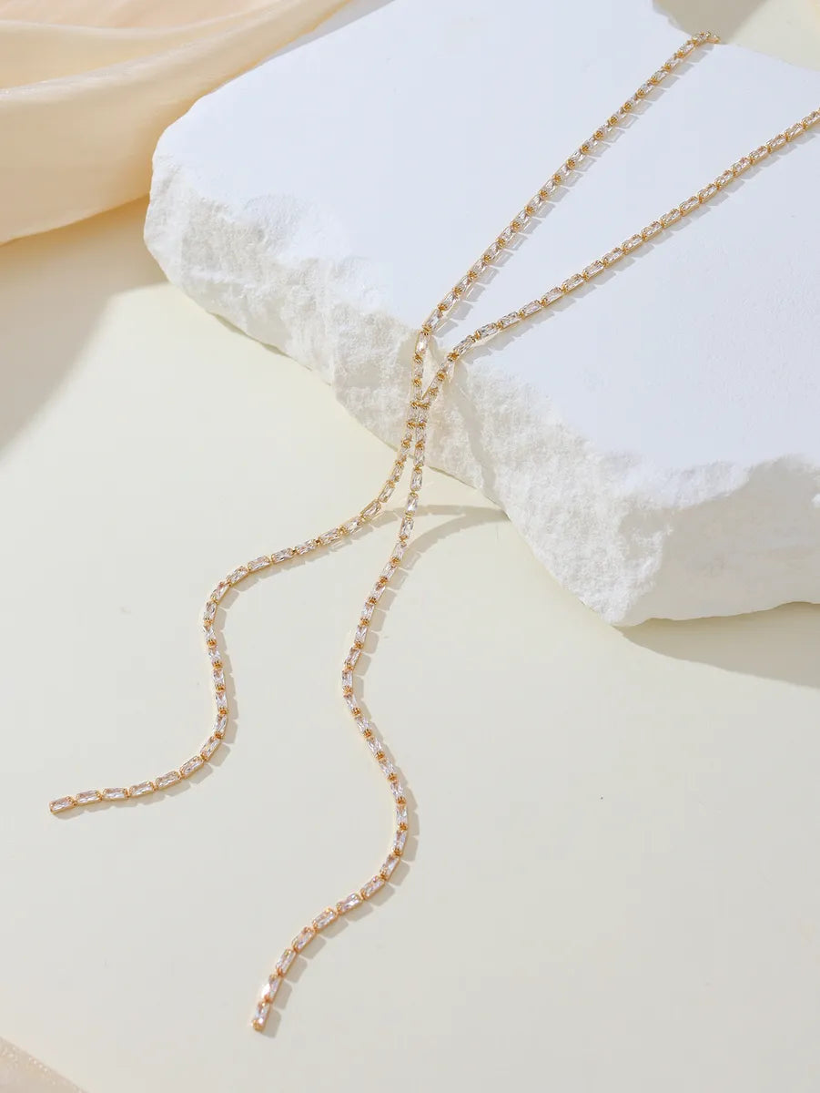 Copper Simple Style Geometric Plating Inlay Zircon Necklace