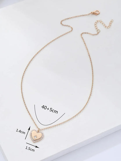 Copper Simple Style Heart Shape Plating Inlay Zircon Pendant Necklace