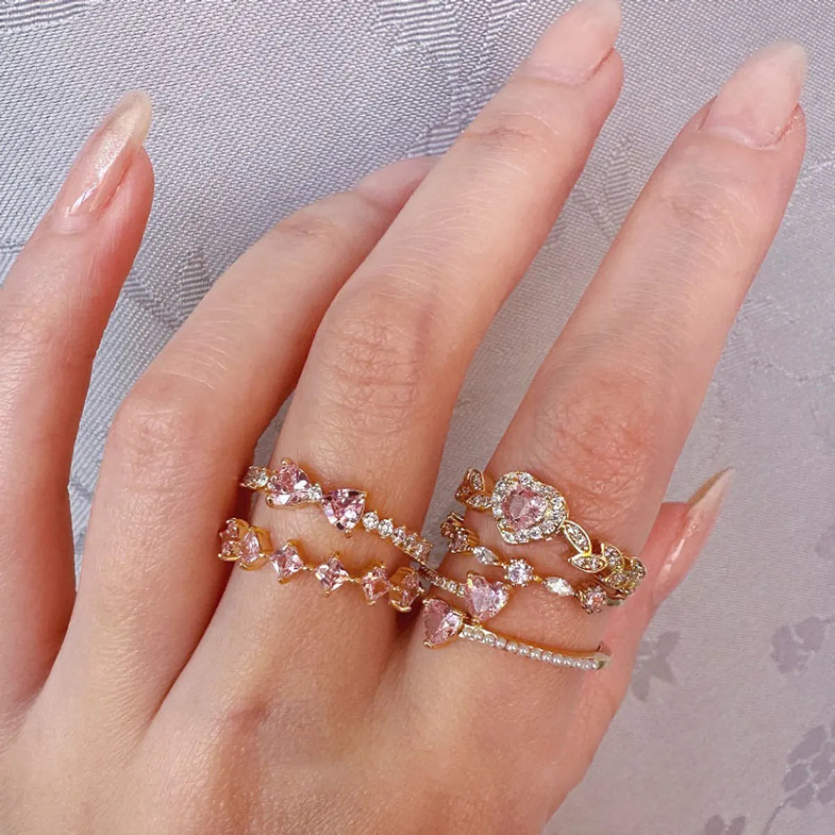 Copper Simple Style Inlay Heart Shape Butterfly Zircon Rings