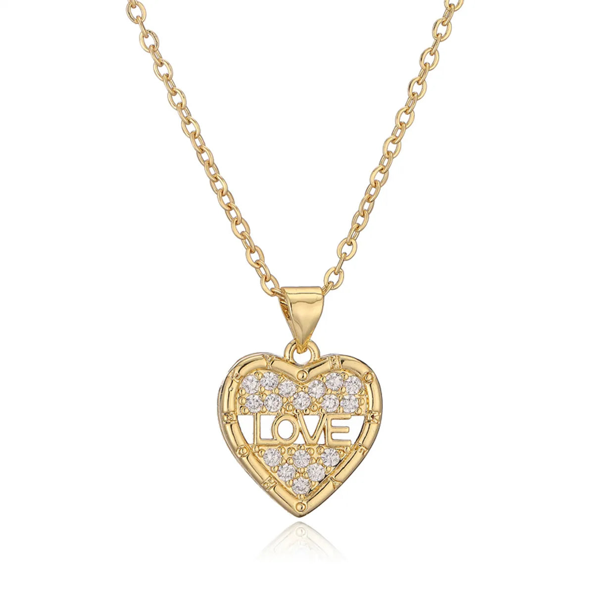 Copper Simple Style Inlay Heart Shape Zircon Pendant Necklace